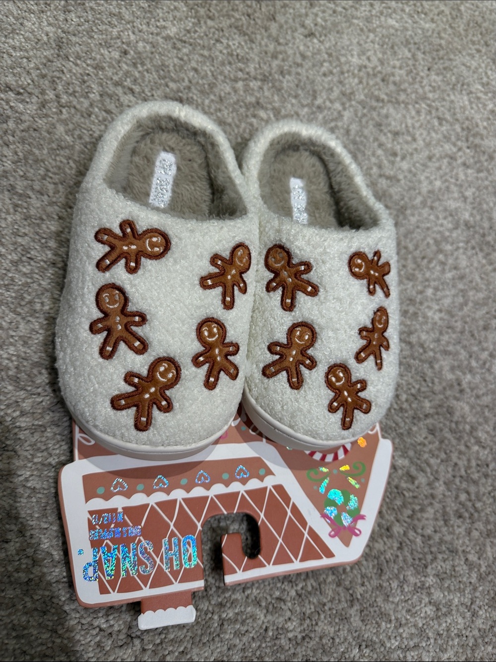 Cozy White Gingerbread Slippers